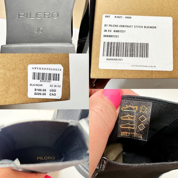 NWT Anthropologie Pilcro Contrast Stitch Black Noir Patent Leather Chelsea Boots - Picture 12 of 15